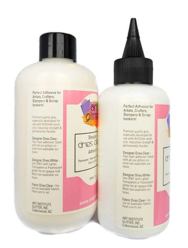 Art Glitter Designer Dries Clear Adhesive 8 oz Refill & 4 oz with Applicator Tip, Multicolor - Image 3